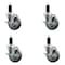 Service Caster 4'' Gray Poly Swivel 1-1/4'' Expanding Stem Caster Set with Brake, 4PK SCC-EX20S414-PPUB-TLB-114-4 - alternate 1